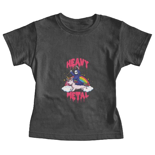 Grim Unicorn Rainbow Metal Music Heavy Rock Baby Tees