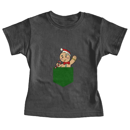 Christmas gingerbread man in breast pocket gift Baby Tees