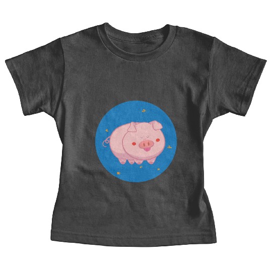 kawaii cute pink baby pig for farm animal lovers Baby Tees