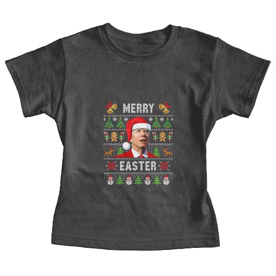 Funny Joe Biden Happy Easter Ugly Christmas Baby Tees