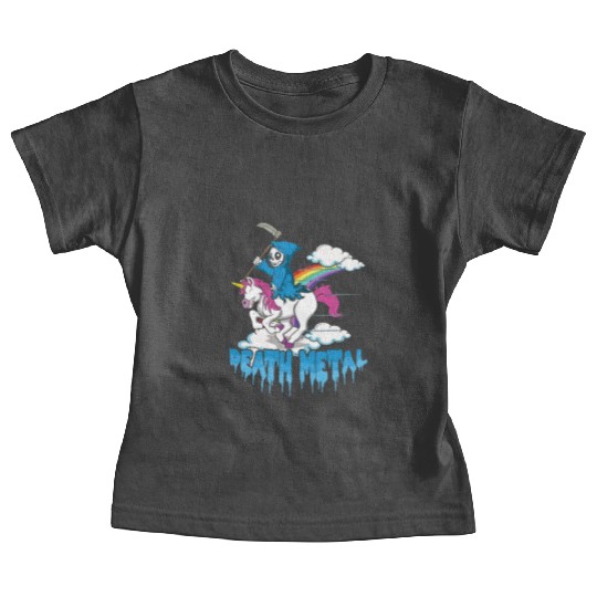 Grim Unicorn Rainbow Metal Music Lover Guitarist Baby Tees