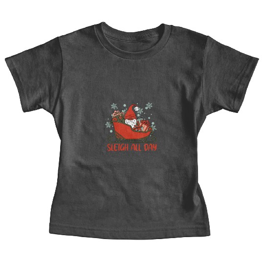Xmas Christmas Sleigh All Day Gnome Baby Tees