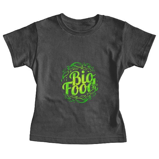 Green Bio Food Logo For Vegetarian And Vegan Baby Tees