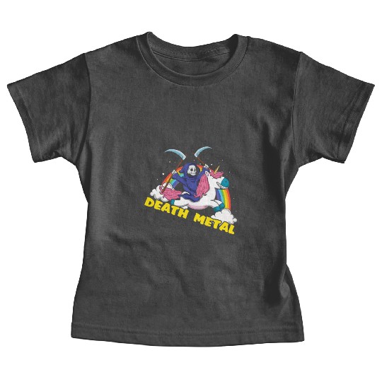Skeleton Unicorn Rainbow Metal Music Lover Baby Tees