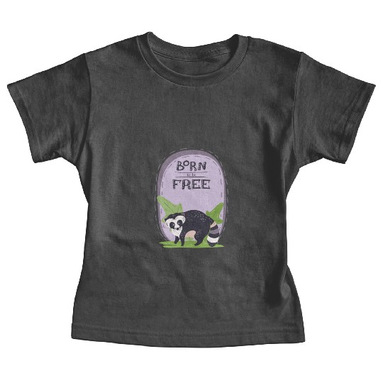 Born To Be Free, hand drawn cute raccoon Baby Tees
