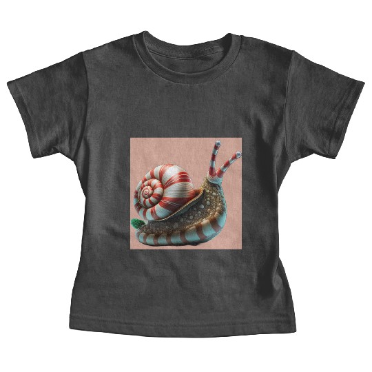 Candy Cane Christmas red and white striped Snail Baby Tees