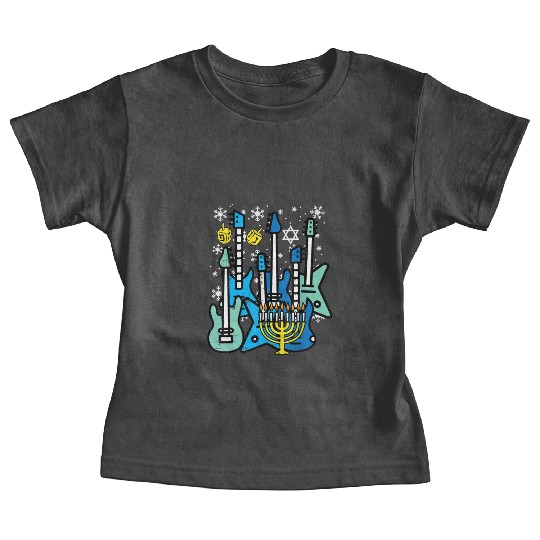 Hanukkah Guitars Chanukah Jewish Rock Rocker Baby Tees