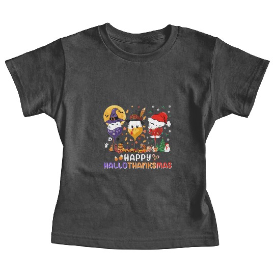 Hallothanksmas Halloween Thanksgiving Christmas Baby Tees