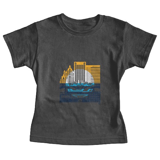 Milwaukee Skyline Squared Milwaukee Peoples Flag D Baby Tees