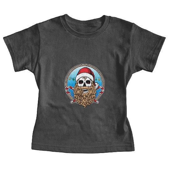 skull santa hat candy cane crew Baby Tees
