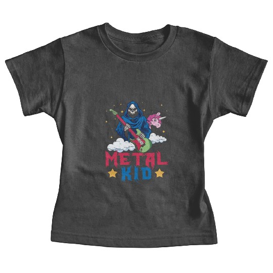 Grim Bone Unicorn Rainbow Metal Rock Metal Kid Baby Tees