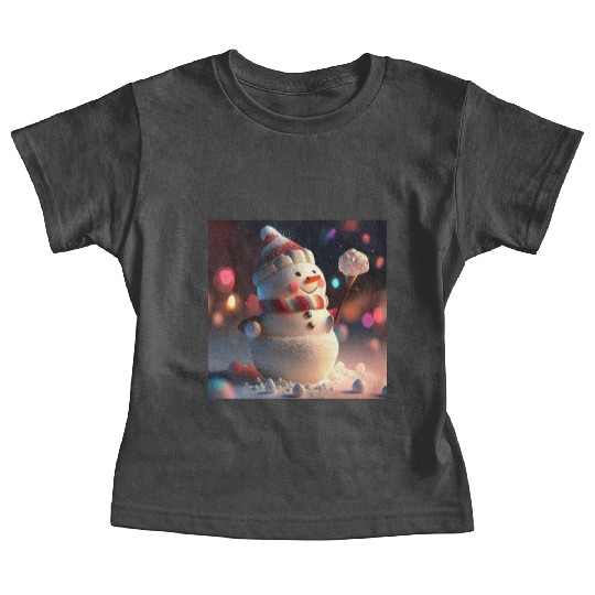 Snowman holding Candy Baby Tees