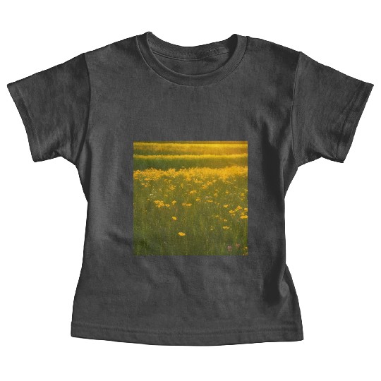 Lovely Yellow Flowers and Green Grass Baby Tees