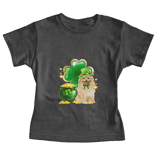 Pomeranian Dog Shamrock St Patricks Day Baby Tees