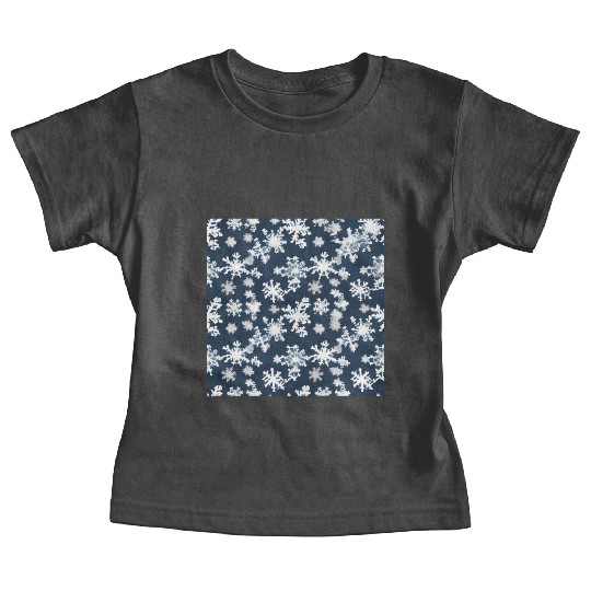 Snow pattern on navy blue background Baby Tees