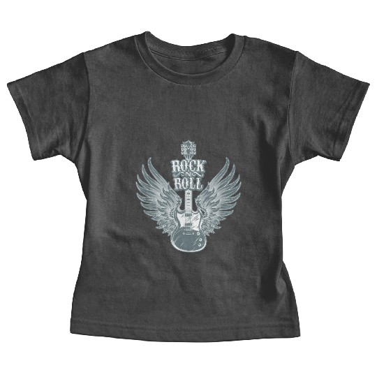 Rock N Roll Angel Wings Music Guitar Player Baby Tees