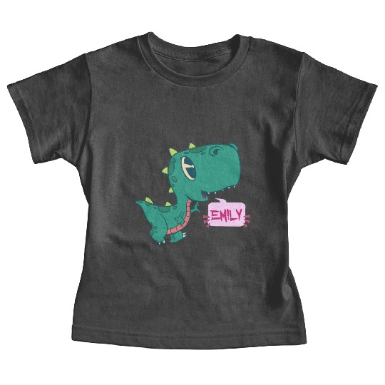 EMILY - Lovely girl name with cute dinosaur Baby Tees