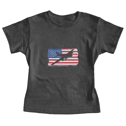 B-17 Flying Fortress Airplane American Flag WW2 Baby Tees