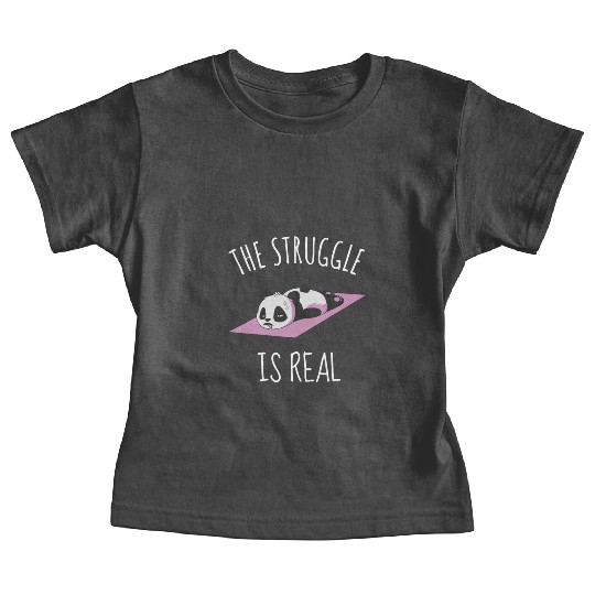 Funny Panda Women Yoga Gym Exercise The Struggle i Baby Tees