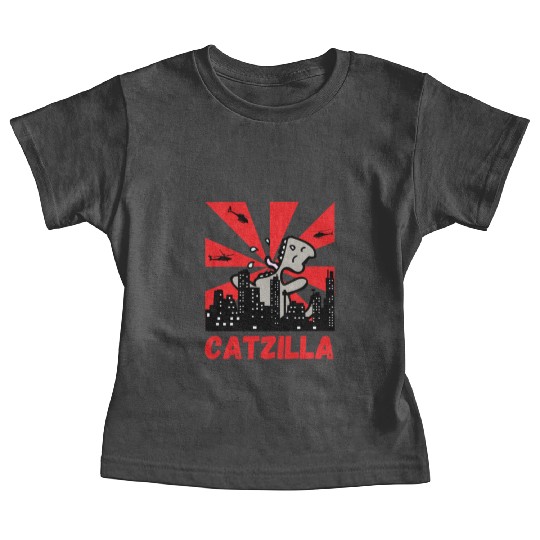 Catzilla funny cat Japanese Sunset Baby Tees