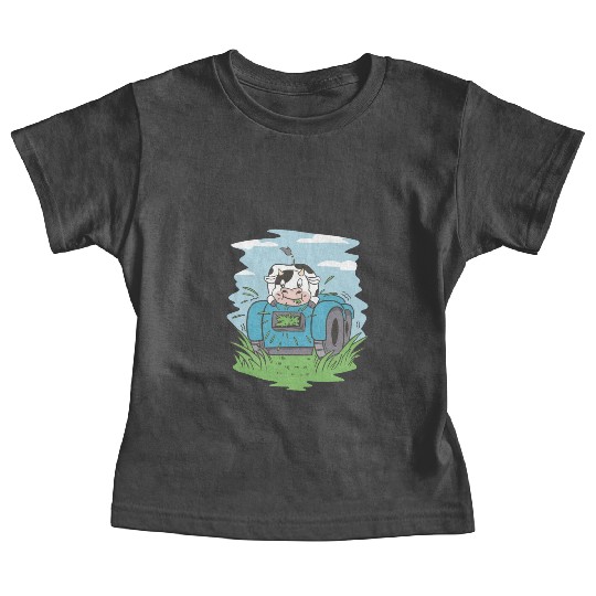 Cow eating grass tractor Cow eating grass tractor Baby Tees
