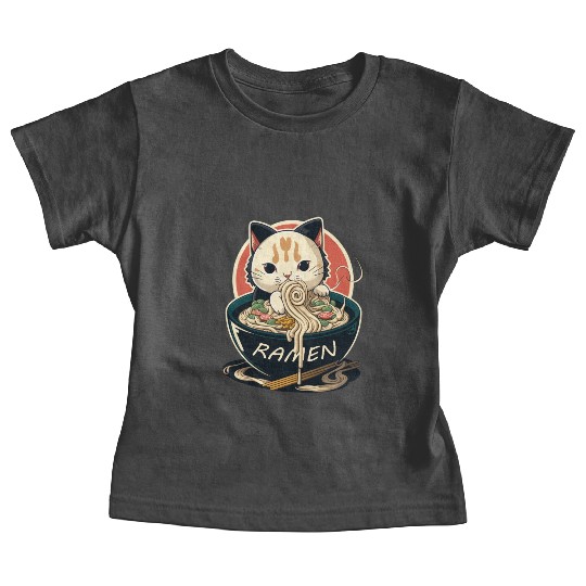 Cute Cat Eating Ramen Baby Tees