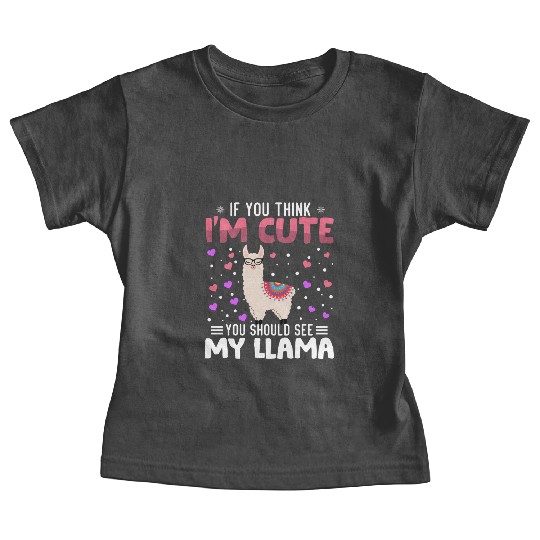 Llama Heart Valentine's Day Animal For Womens Kids Baby Tees