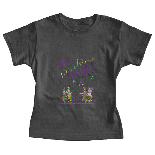 Mardi gras purple and gold cat- teddy bear+sticker Baby Tees