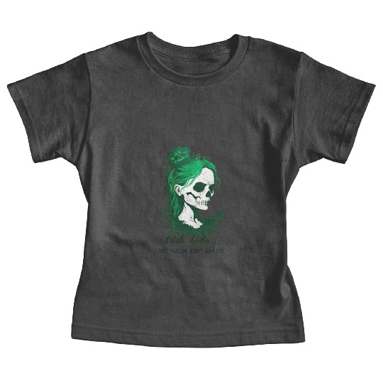 Womens St Patricks Day Irish Skull Green Shamrock Baby Tees