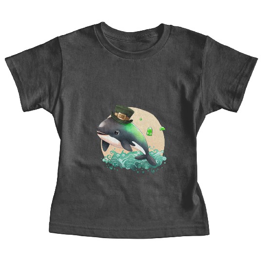 St Patrick's Day Irish Cute Orca Saint Patrick Baby Tees
