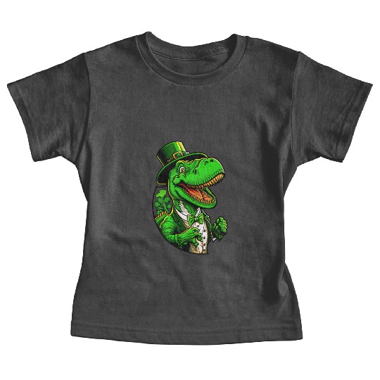 St Patricks Day T-rex Dinosaur With Top Hat Baby Tees