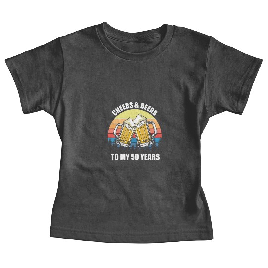 Novelty Vintage Cheers And Beer To My 50 Years Baby Tees