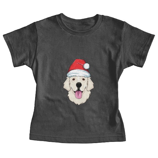 Blond Golden Retriever Santa Hat Cute Christmas Baby Tees