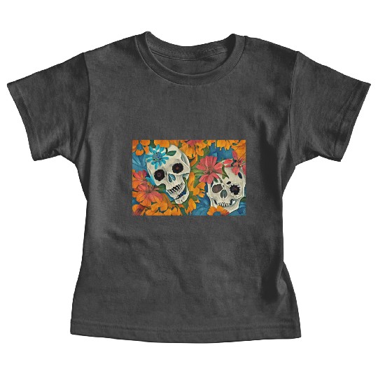 floral butterfly skull art illustration abstract Baby Tees