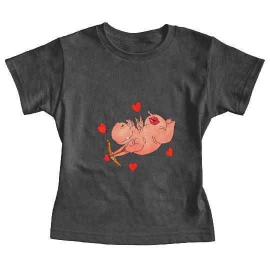 Hippo Cupid. Happy Valentine's Day Baby Tees