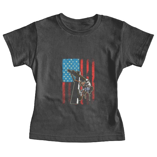 US Flag Lineworker Patriotic Lineman Baby Tees