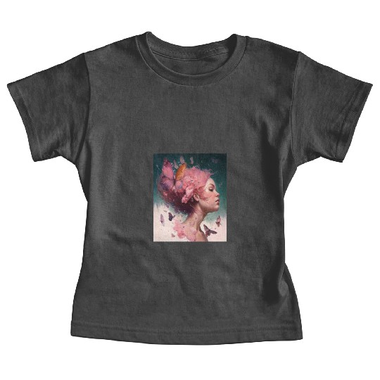 Breast Cancer Survivor Pink Flower Hair Girl Baby Tees
