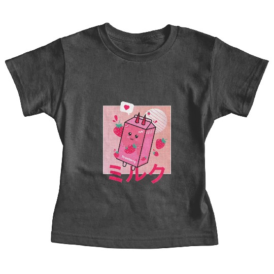 Strawberry Milk Shake Funny Retro 90s Japanese Baby Tees