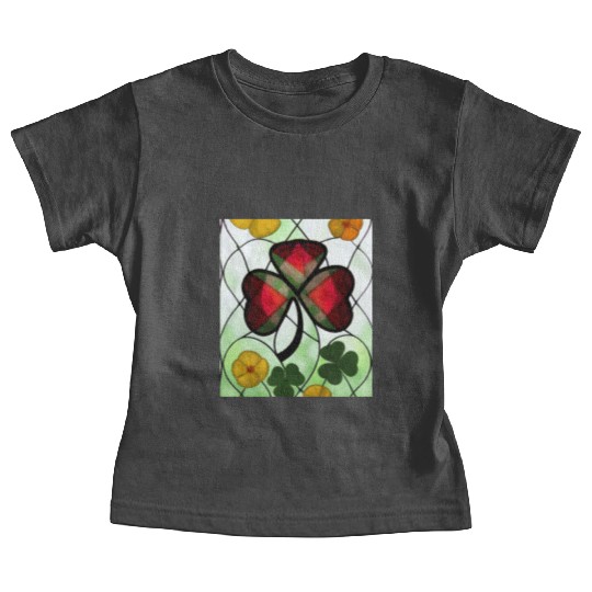 Red plaid Shamrock with Yellow Poppies (AI Art) Baby Tees