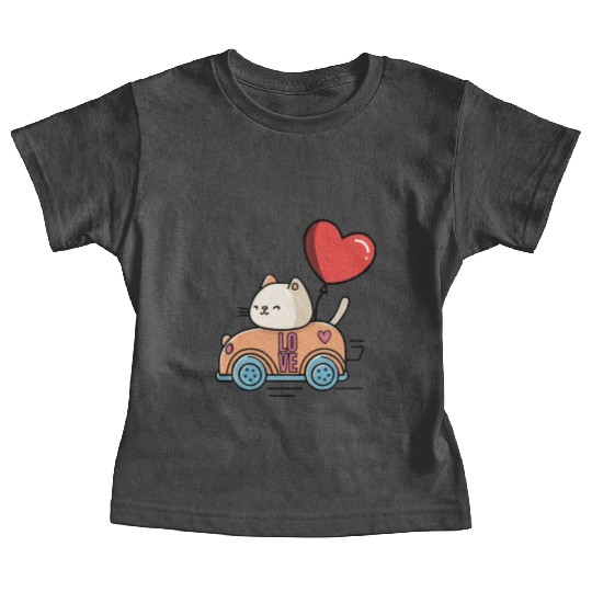 Cute cat in the love car, and love balloon Baby Tees