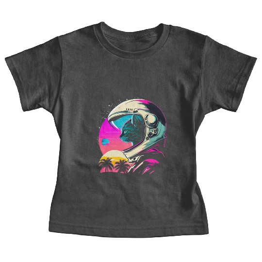 Aesthetic Vaporwave Space Cat 80s 90s Astronaut Baby Tees