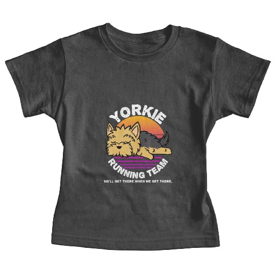 Funny Yorkie Running Team Baby Tees Kids Men Women Gif