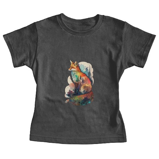 Fox watercolor woodland forest animal wild animal Baby Tees