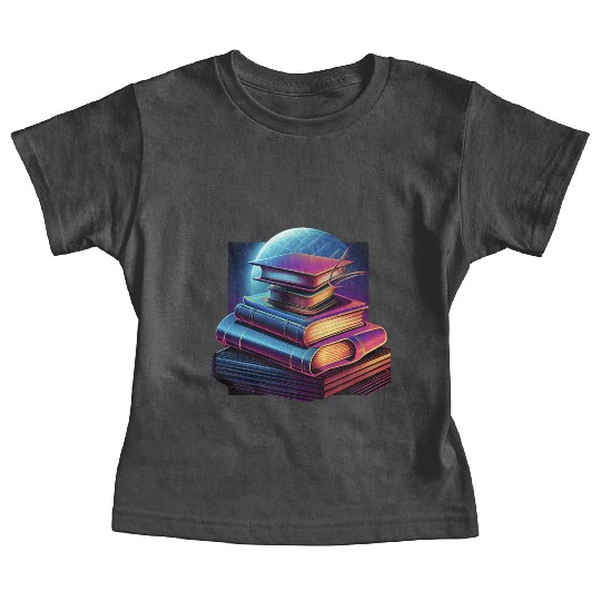 Colorful Book Stacks Design - Eye-Catching Baby Tees