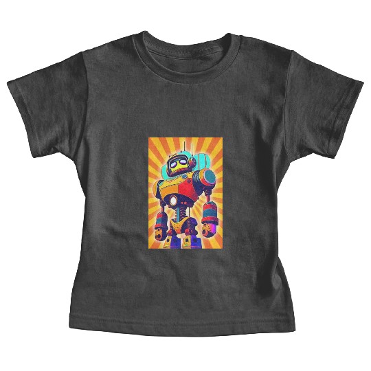 super hero cartoon iron man robot Baby Tees