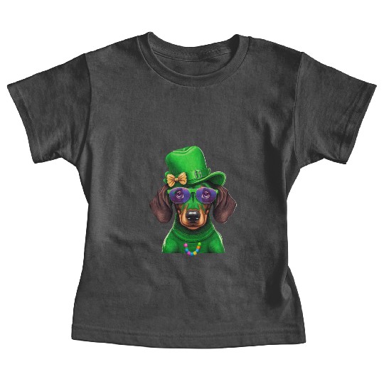 St. Patricks Day Dachshund Wiener Dog Shamrock Baby Tees