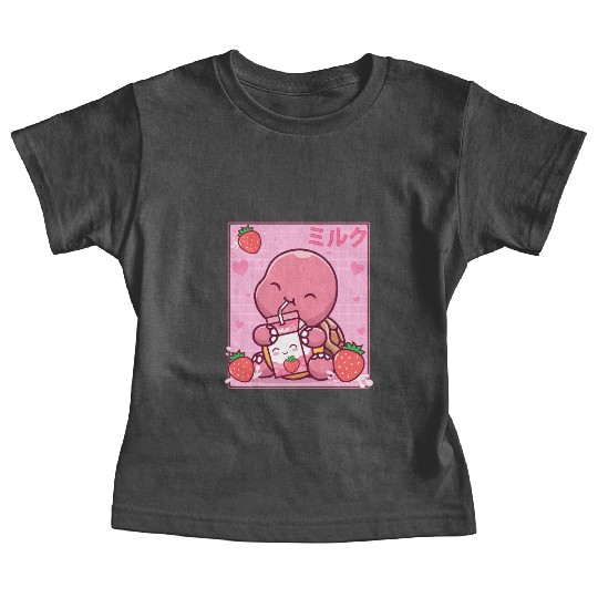 Kawaii Turtle Lover Strawberry Milk Shake Otaku Baby Tees