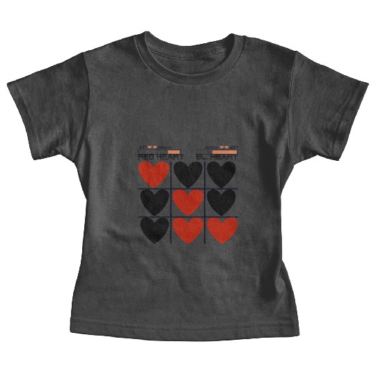 Tic Tac Toe Red Heart vs. Black Heart Baby Tees