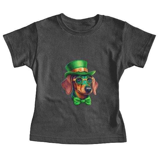 St. Patricks Day Dachshund Wiener Dog Shamrock Baby Tees