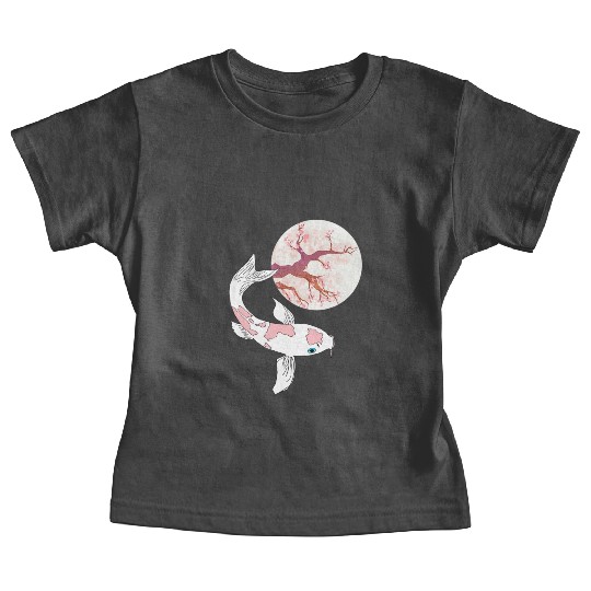 Koi Sakura Tree Moon Cherry Blossom Nishikigoi Jap Baby Tees